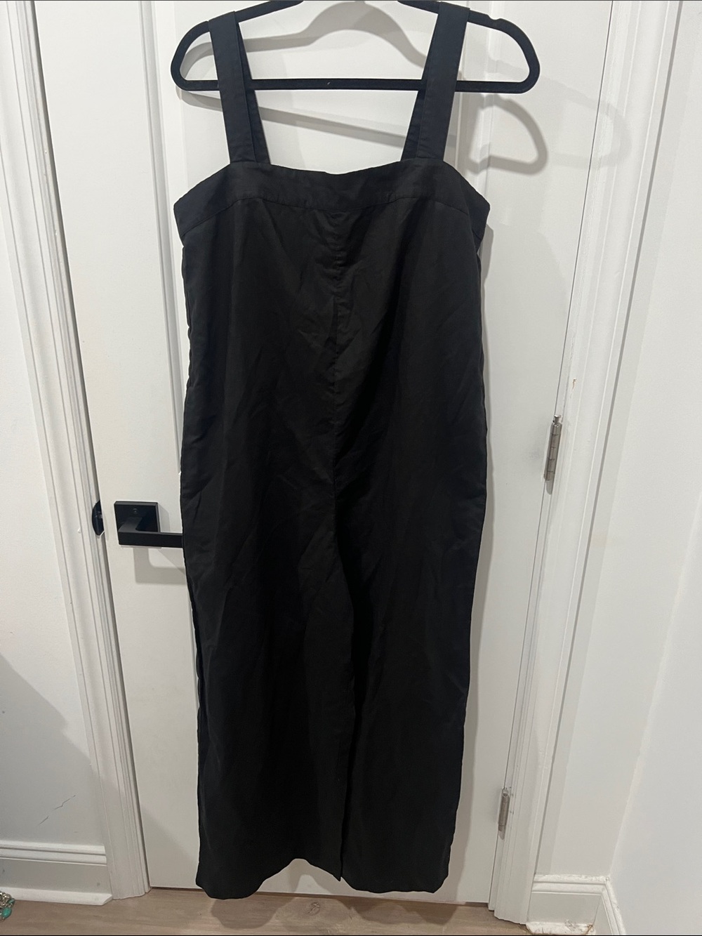 Uniqlo Black Linen-Blend Wide Leg Romper Size Large